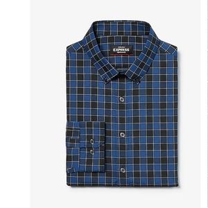 NEW Slim Blue Checkered Dress Shirt